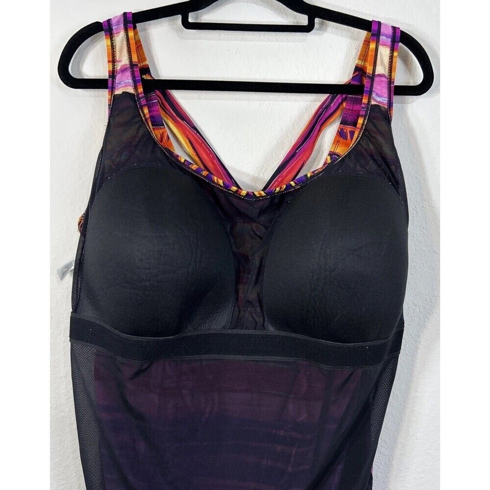 Catherines Sunset Ombre Striped One Piece Swimsuit Plus Size 30W - Picture 10 of 12